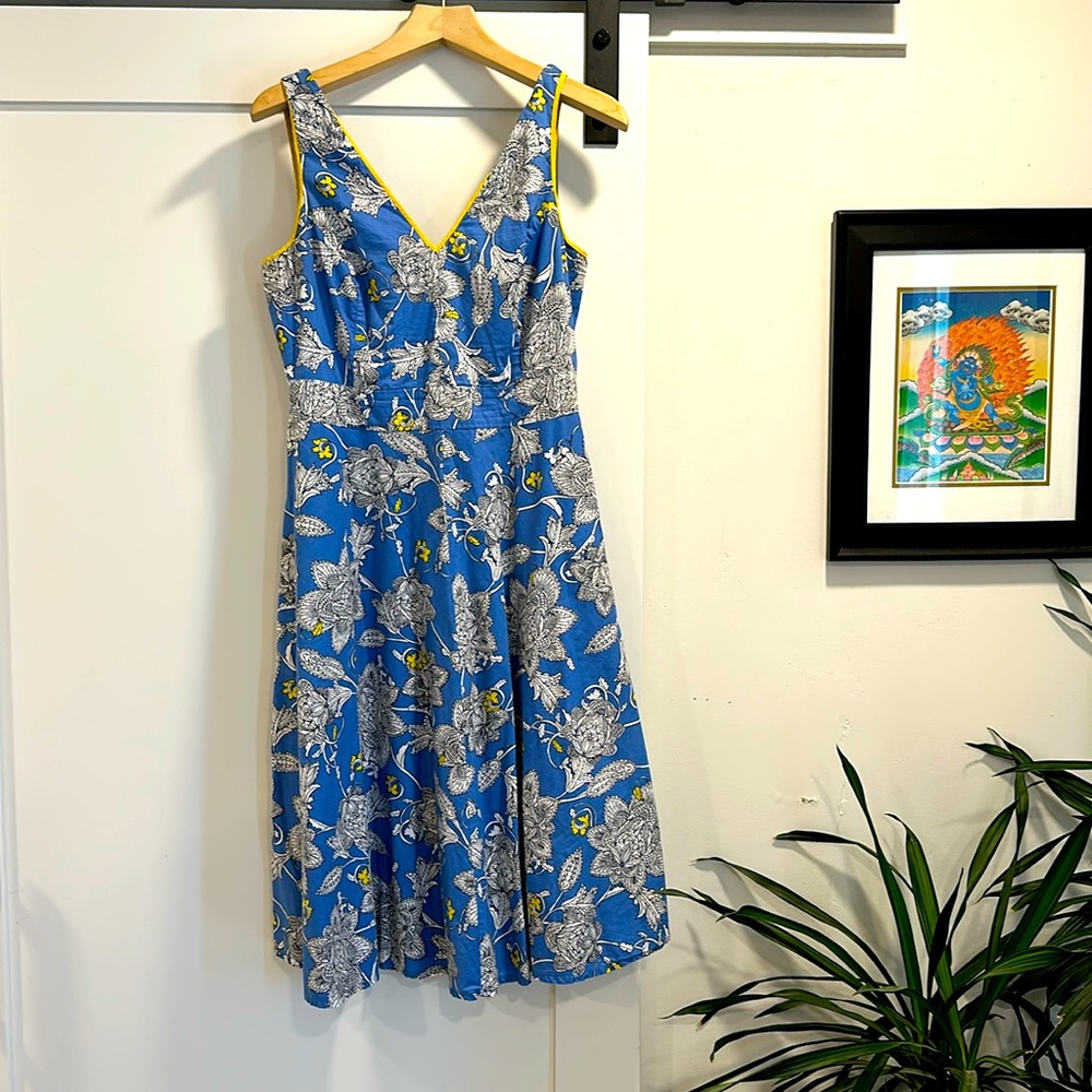 Boden Rose Sleeveless Dress in Blue Floral 10R